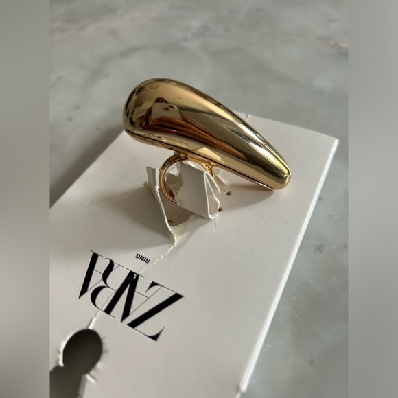 Zara Gold HORIZONTAL DROP RING NWT - Picture 8 of 9